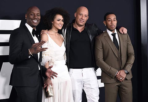 Tyrese Gibson, from left, Nathalie Emmanuel, Vin Diesel and Ludacris attend the world premiere of Universal Pictures' 'The Fate of the Furious' at Radio City Music Hall. (Photo | AP)