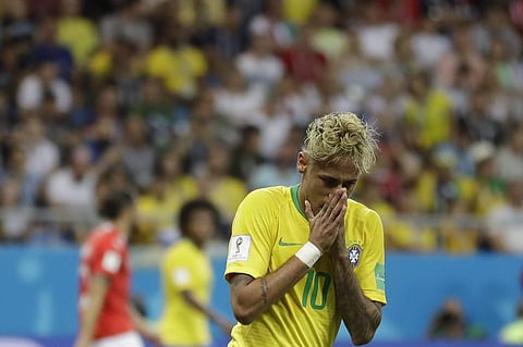 Neymar reacts after failing to score during the group E match between Brazil and Switzerland | AP