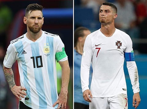 Argentina striker Lionel Messi and Portugal striker Cristiano Ronaldo (Photo | AFP)