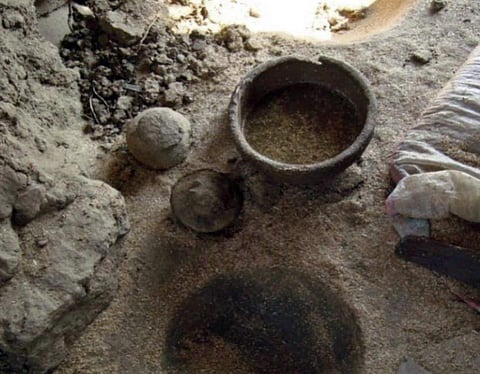 This undated photos provide by the Egyptian Ministry of Antiquities, shows a 4000-year old pottery manufacturing workshop that was recently discovered close to the Nile River in Aswan province. (Photo | AP)