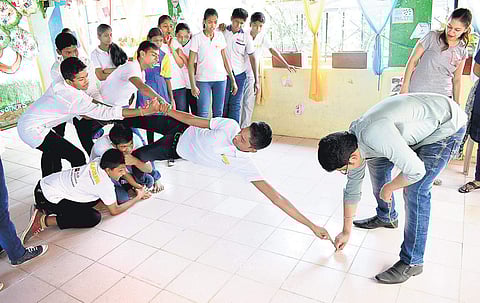 Abishek visits schools and colleges  and conducts workshops for free