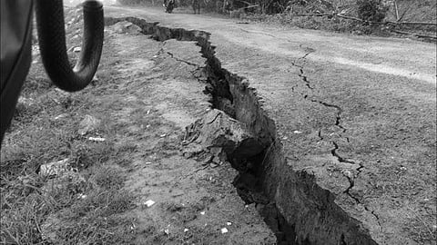 The embankment at Kochila that developed a 100-ft crack on Saturday I Express