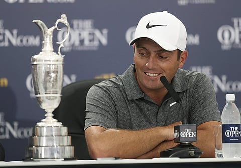 Francesco Molinari of Italy speaks during a press conference after winning the British Open Golf Championship in Carnoustie. | AP