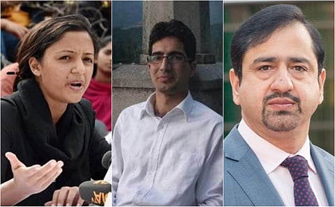 Shehla Rashid, Shah Faesal and  Zaffar Mir Lasjan. (File image.)