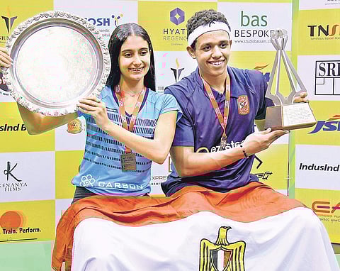 Champions Rowan Reda Araby (L) and Mostafa Asal in Chennai | MARTIN LOUIS
