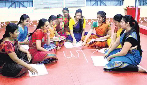 Students during a ‘natyagraphy’ workshop
