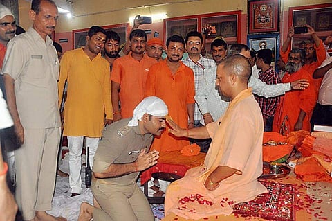 The cop had written in his post that he was seeking blessings of Yogi Adityanath on the occasion of Guru Poornima, not as the chief minister but as the 'Muthhadheeshwar' (Head Priest) of Gorakhnath temple. (Facebook post)