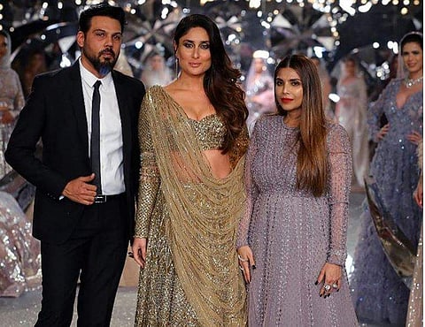 Falguni and Shane Peacock with the Kareena Kapoor Khan at the Indian Couture Week.