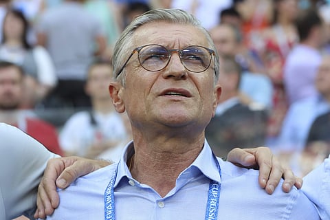 Poland head coach Adam Nawalka listens to the national anthem prior to the group H match between Japan and Poland at the 2018 soccer World Cup at the Volgograd Arena in Volgograd, Russia, Thursday, June 28, 2018. (Photo | AP)