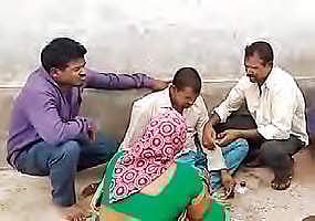 Srinu mourns the death of his wife and child Tuesday at his house |Express