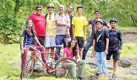 Edwin Sequeira (in yellow helmet) with his cycling mates