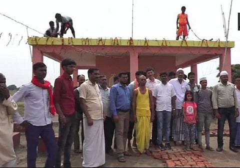 Villagers at the Hindu temple in Budhupur (Photo | Twitter @ANI)