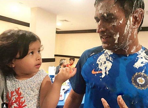 MS Dhoni and daughter Ziva celebrate MSD's birthday. (Photo | Instagram/ziva.dhoni)