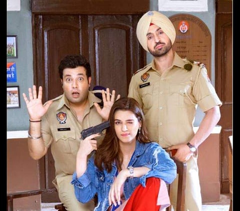 Varun Sharma, Kriti Sanon and Diljit Dosanjh in Arjun Patiala (Photo | Twitter)