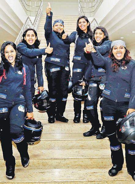 The six riders who went on the ride to New Delhi