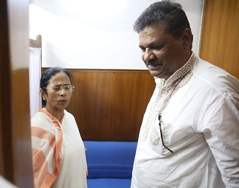 BJP leader Kirti Azad meet west Bengal CM Mamta Banerjee at parliament house in New Delhi on Wednesday. | (Shekhar Yadav | EPS)