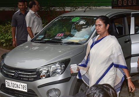 West Bengal Chief Minister Mamata Banerjee leaves after meeting with Union Home Minister Rajnath Singh at his residence in New Delhi on Tuesday July 31 2018. | PTI