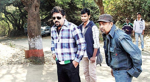 Arun Utrapathy with director Lingusamy and Santosh Sivan