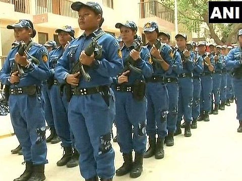 The all-women SWAT team inducted by the Delhi Police. (Photo | ANI/Twitter)