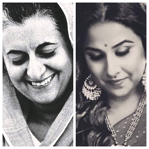 Indira Gandhi and Vidya Balan.