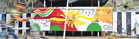 Public urinals at the Shyama Prasad Mukherjee Marg have been painted with artworks.