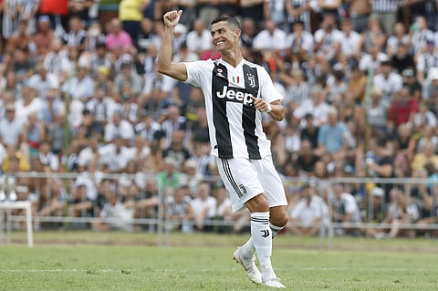 Juventus' Cristiano Ronaldo takes part in a friendly match between the Juventus A and B teams, in Villar Perosa, northern Italy. (Photo | AP)