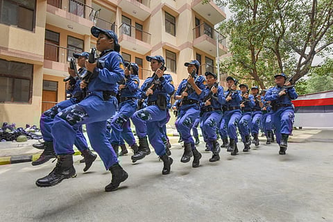 The all-women SWAT team inducted by the Delhi Police. (Photo | PTI)