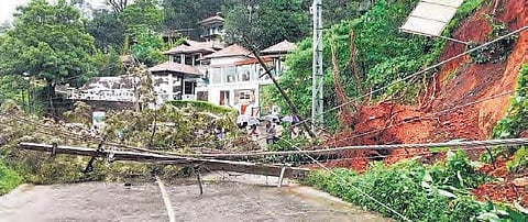 A scene after a landslide on a road between Kumily and Cumbum Highway| Express