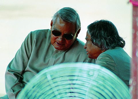Indian Prime Minister, Atal Behari Vajpayee sharing words with President A P J Abdul Kalam. (Photo | EPS)