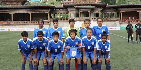 India enters the Final round by defeating Nepal 2-1 at the Changlimithang Stadium, Thimphu. (Photo | Twitter/@IndianFootball)