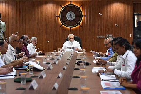 Prime Minister Narendra Modi on Saturday chaired a high-level meeting in Kerala taking stock of the flood situation. (Photo | PRO)