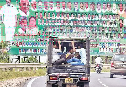 A political banner put up on the outskirts of Bengaluru recently |  Pandarinath B