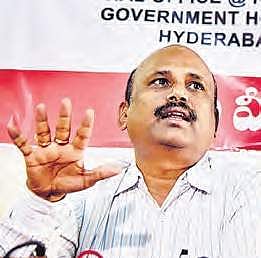 P Brahmananda Rao, chief operating officer of GVK-EMRI 108 Services at a press conference in Hyderabad on Saturday | R Satish Babu