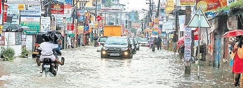 The waterlogging caused by heavy rain   B P Deepu