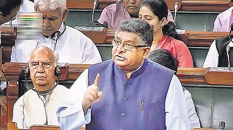Law Minister Ravi Shankar Prasad speaks in the Lok Sabha on Wednesday | ptI