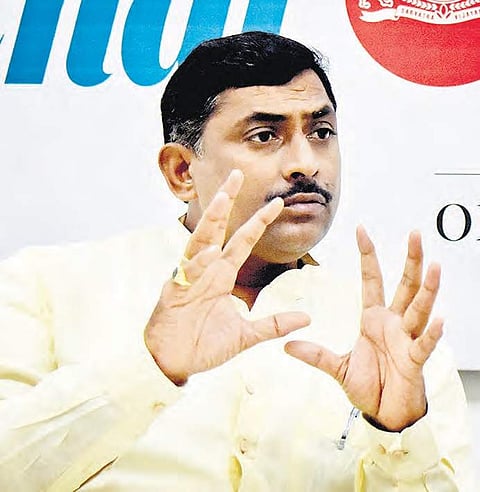 BJP National General Secretary P Muralidhar Rao during an interaction with the editorial team of Express, on Wednesday. (Photo | EPS/vinay madapu)