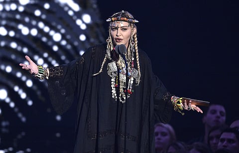 Madonna presents a tribute to Aretha Franklin at the MTV Video Music Awards at Radio City Music Hall on Monday, Aug. 20, 2018, in New York. | AP
