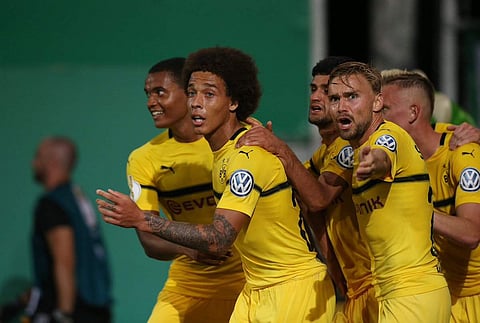 Belgian international Axel Witsel volleyed home an equaliser in the fifth minute of added time. (Photo | Borussia Dortmund/Twitter)