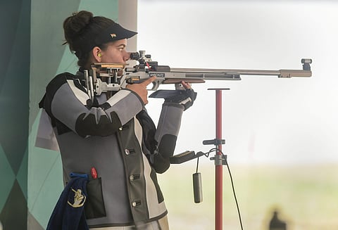 Shooter Anjum Moudgil competes in the Women's 50m rifle 3 positions 3x40 event during the 18th Asian Games 2018 at Palembang in Indonesia on Wednesday Aug 22 2018. | PTI
