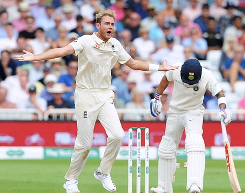 England fast bowler Stuart Broad has been fined 15 per cent of his match fee | AP