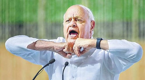 Farooq Abdullah chanted ‘Bharat Mata ki jai’ at a prayer meet for Vajpayee. (Photo | PTI)