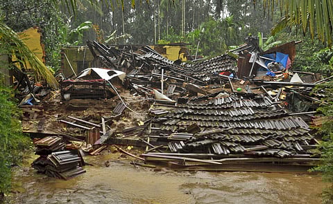 A house seen collapsed following the incessant rains in Panamaram, Wayanad. ( File | EPS)