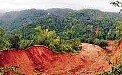 View of a landslide at Sitharam Patti near Kalur village in Kodagu following rains | Pushkar V