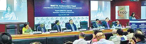 Heads of Mission from BIMSTEC member states in  New Delhi attend a discussion at a summit organised by FICCI
