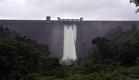 Water being released from the Idukki dam through the Cheruthony reservoir. (Photo | File/EPS)