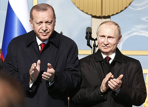 Turkey's President Recep Tayyip Erdogan left, and Russia's President Vladimir Putin in Ankara, Turkey (Photo | AP)