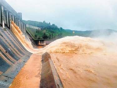 Water being released from a sluice gate of Upper Kolab Dam on Sunday | Express