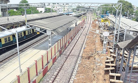 St Thomas Mount railway station where a portion of platform No. 4 was demolished and track realignment is being carried out | Martin Louis