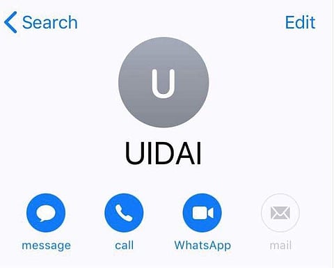 Thousands of smartphone users woke up puzzled on Friday with a Unique Identification Authority of India (UIDAI) toll-free helpline number saved in their phonebooks by default. (Screengrab)