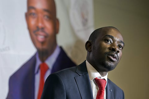 Zimbabwean's main opposition candidate Nelson Chamisa speaks at a news conference in Harare, Zimbabwe, Thursday Aug. 2, 2018. (Photo | AP)